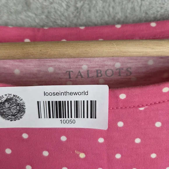 Talbots Pink and White Blouse with Short Sleeves - Picture 8 of 8